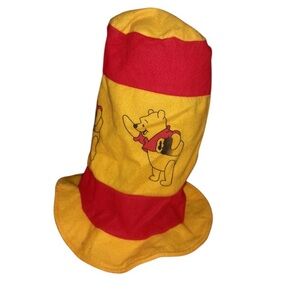 Vintage Disney Winnie the Pooh Tall Top Hat Red & Yellow Striped Costume y2k 90s